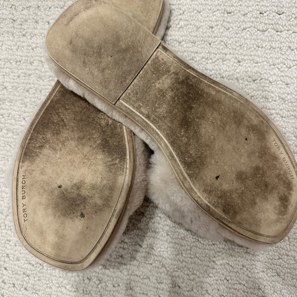 TORY BURCH DOUBLE T SHEARLING SLIDE - Picture 4 of 6